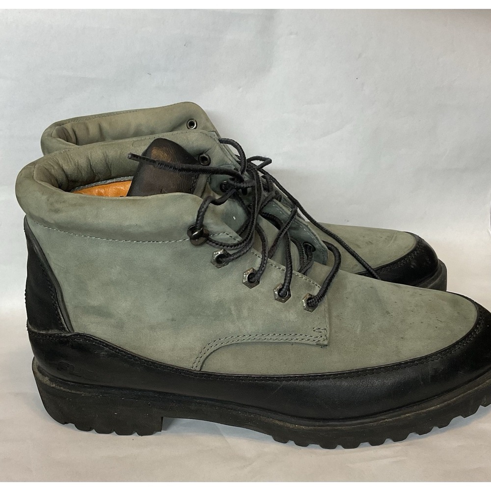 Vintage FUBU 90s Y2K Mens Hiking Lace Up Sage Green  Suede Boots Size 12/46